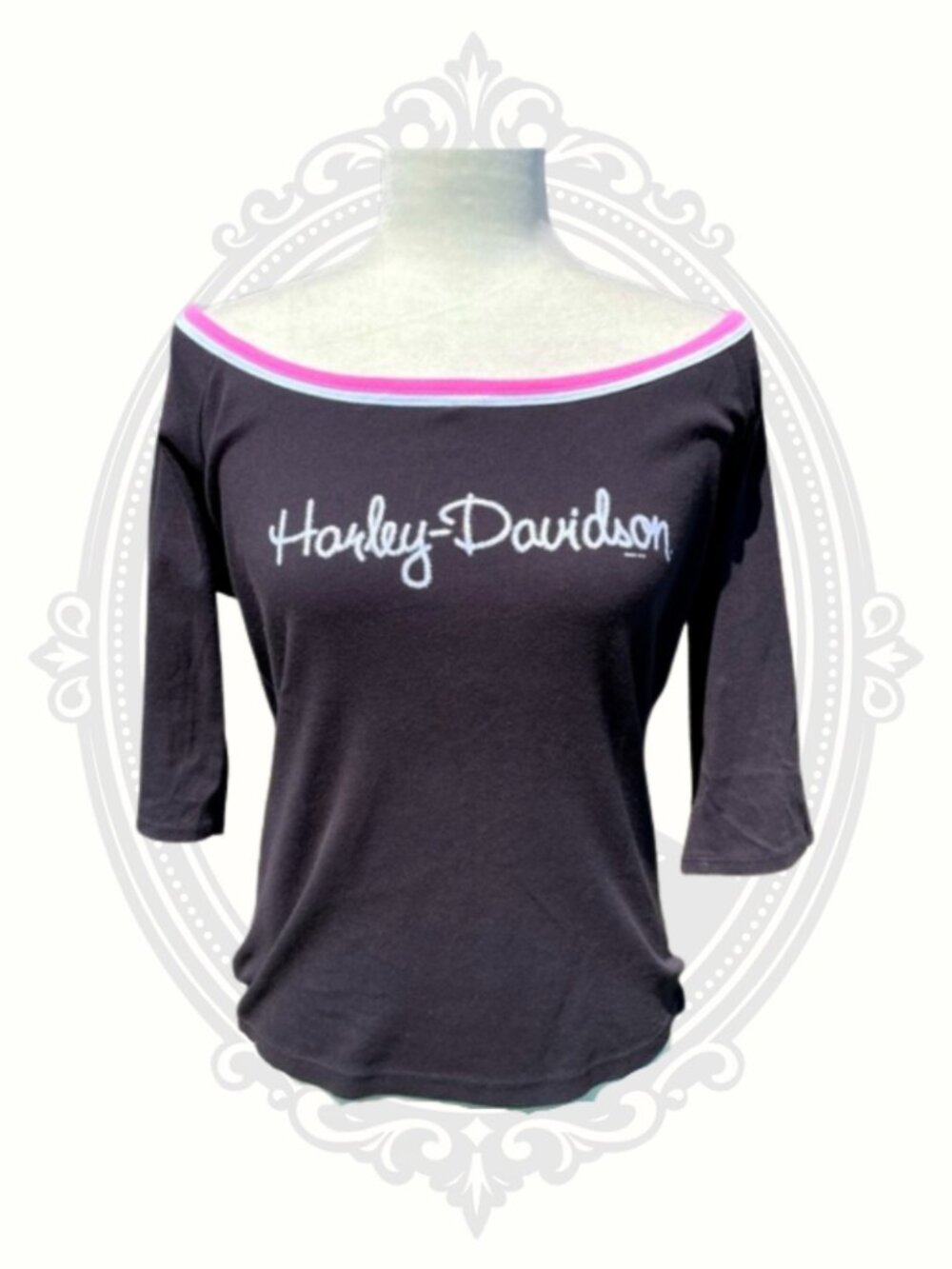 Harley-Davidson Daytona Beach Black Pink Off Shoulder Top 2X Y2K Biker
